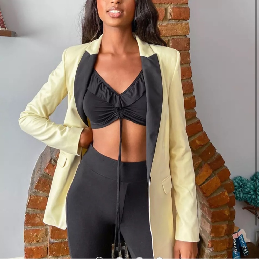 ASOS Buttermilk Yellow 80’s style blazer